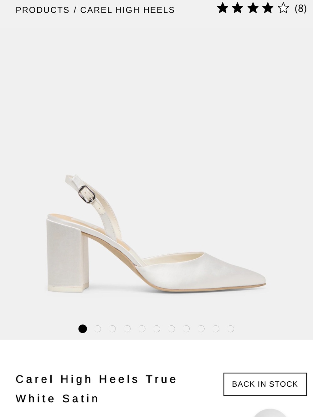 White Satin Block Heel Slingback Pumps